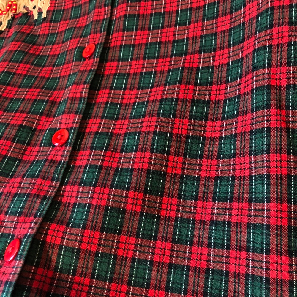Ugly Christmas Sweater Button Up Red Green Tacky - Picture 7 of 8